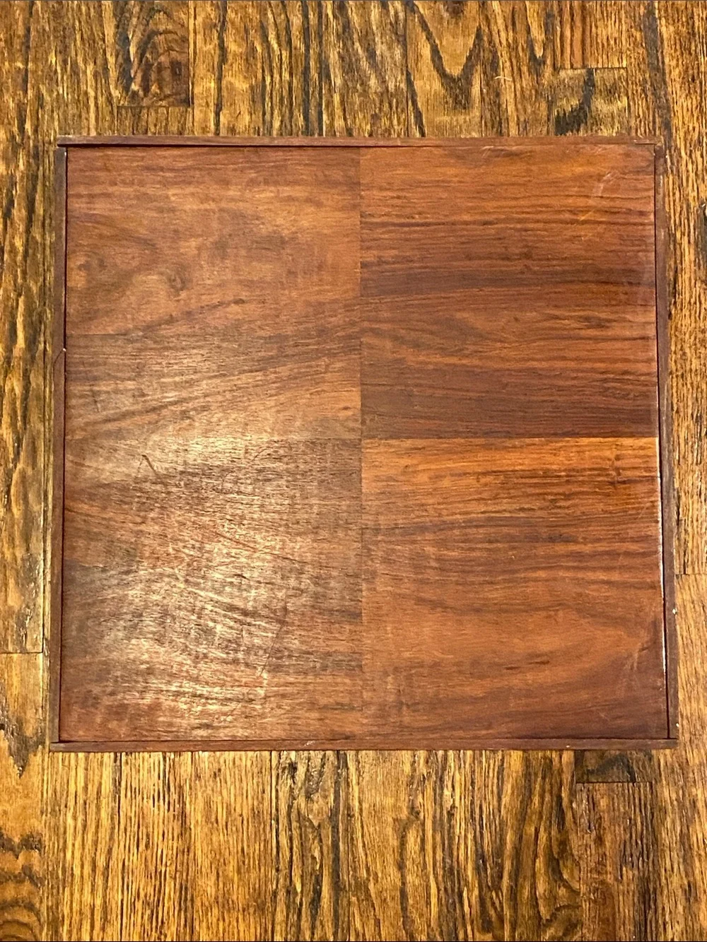 Vintage Crate&Barrel Shesham Wood Quadrant Tray in Brown 18x18